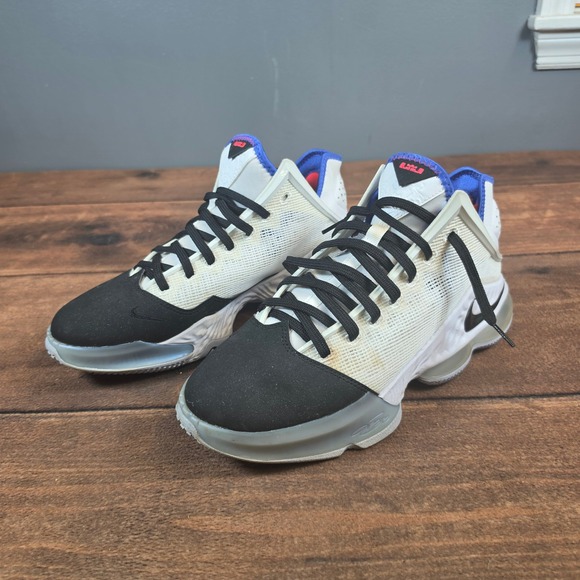 Nike LeBron 19 Low Mens 10.5 White Black Blue Good DH1270-100 Basketball Shoes main image 9